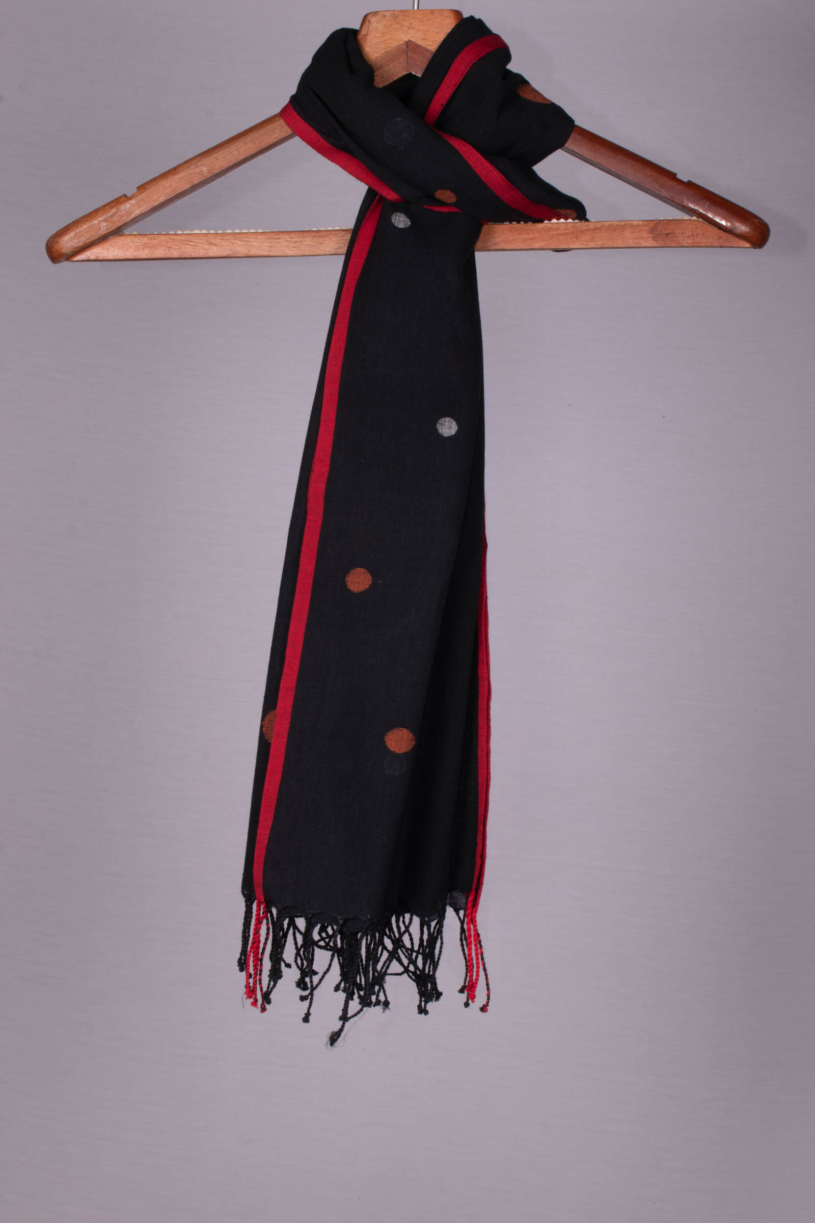 Geometric Black Jamdani Handwoven Cotton Scarf