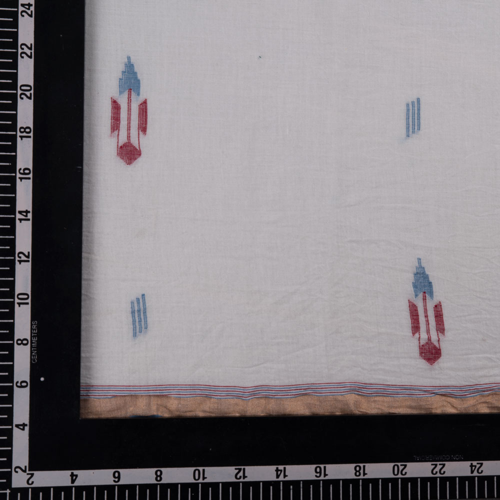 GEOMETRIC WHITE JAMDANI PURE COTTON 57 GSM HANDWOVEN FABRIC 187