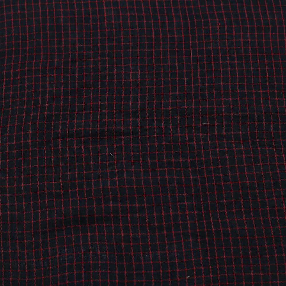 Check Black Pure Cotton 105 GSM Handwoven Fabric