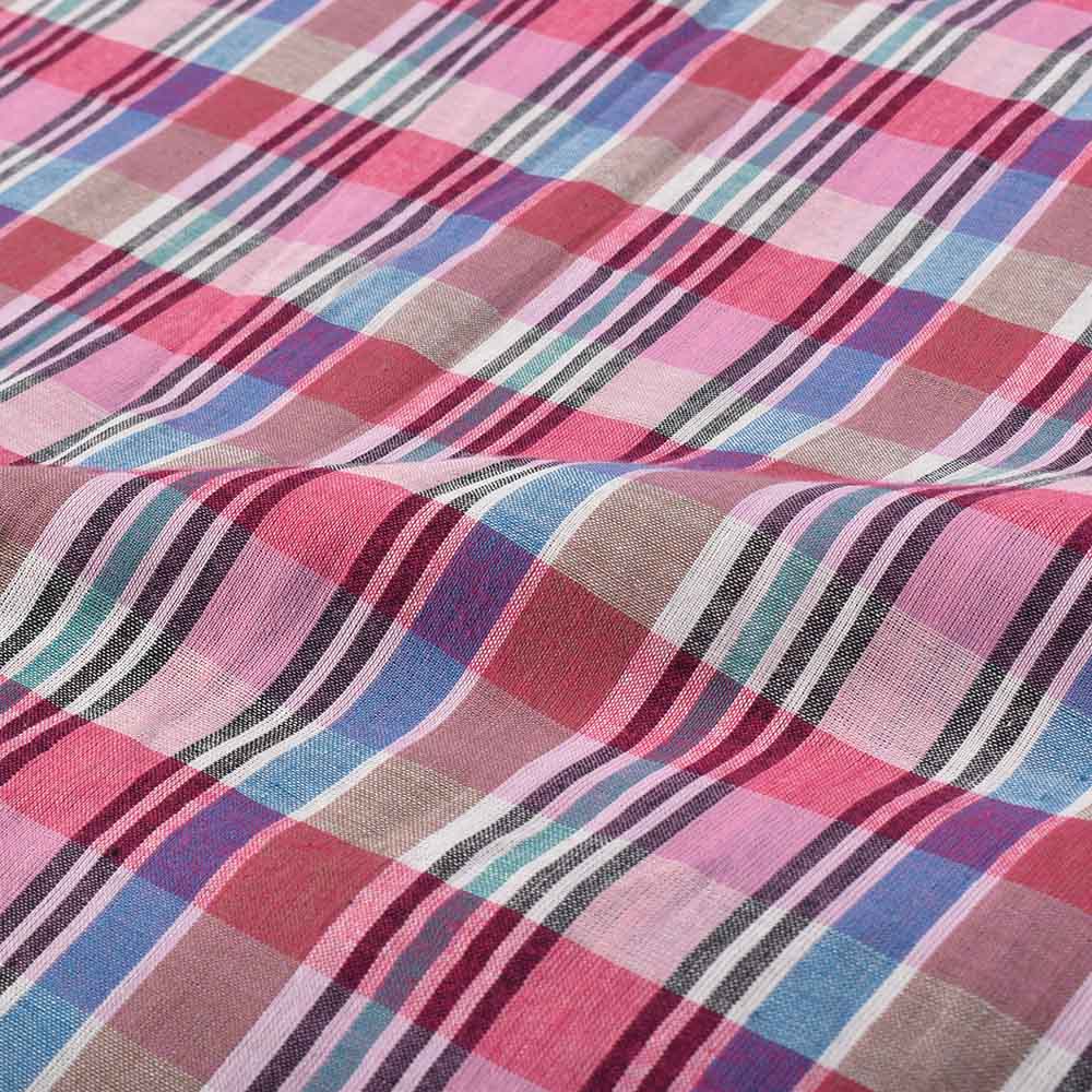 CHECK MULTICOLOR PURE COTTON 100 GSM HANDWOVEN FABRIC 558