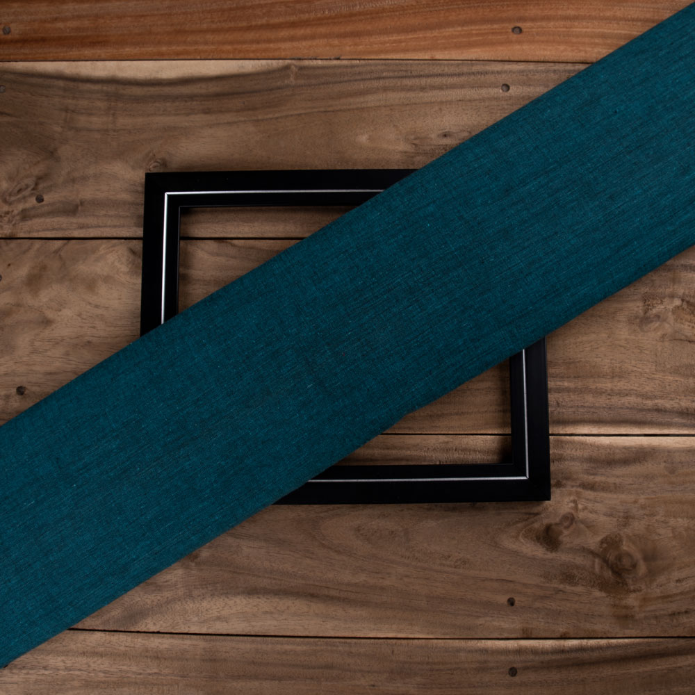 PLAIN TEAL KHADI COTTON 107 GSM HANDWOVEN FABRIC