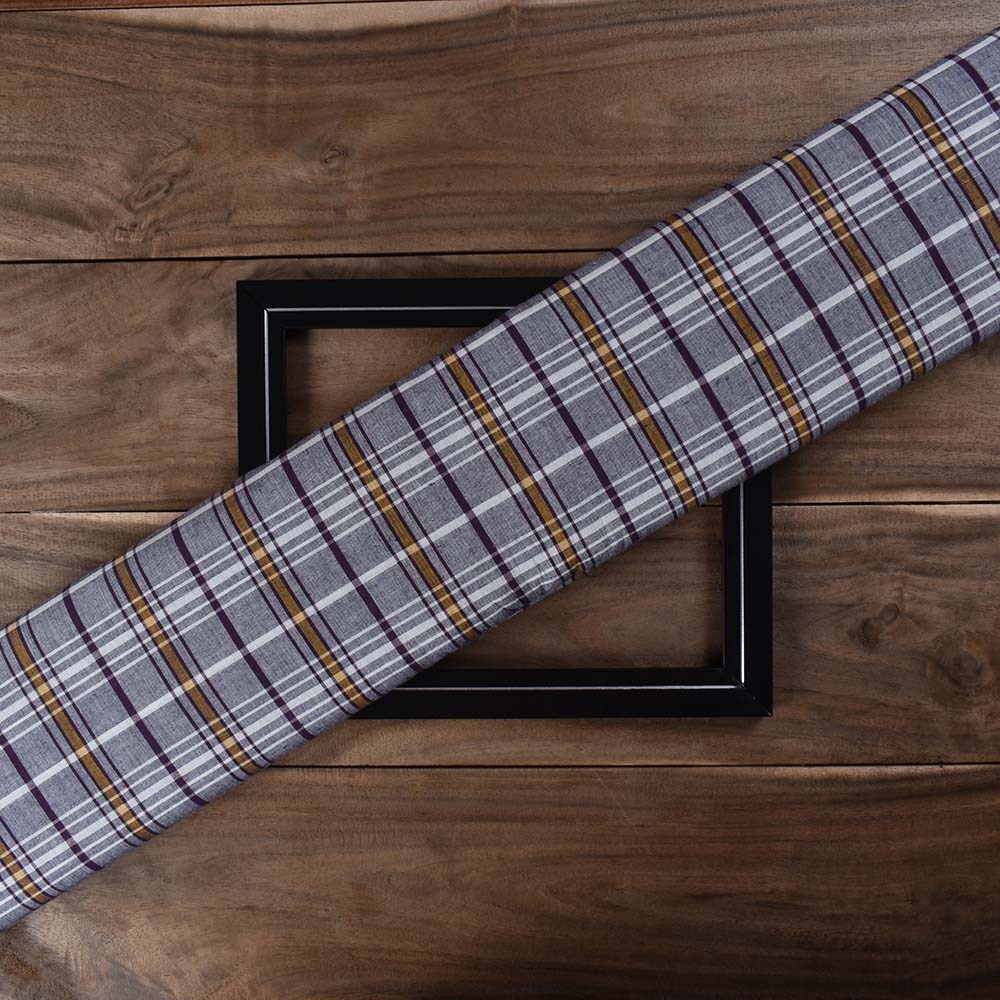 Check Multicolor Pure Cotton 98 GSM Handwoven Fabric 524