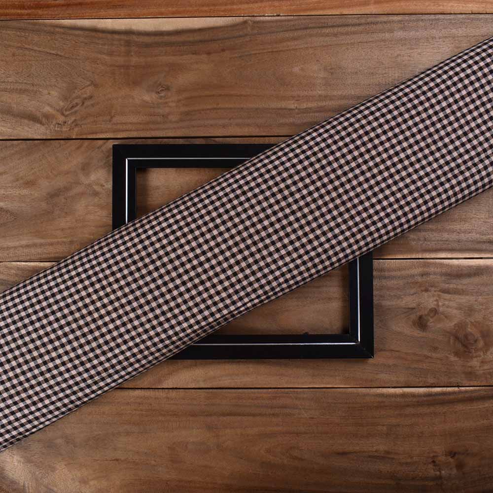 Check Black & Brown Pure Cotton 95 GSM Handwoven Fabric