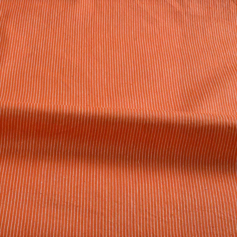 STRIPE ORANGE PURE COTTON 98 GSM HANDWOVEN FABRIC