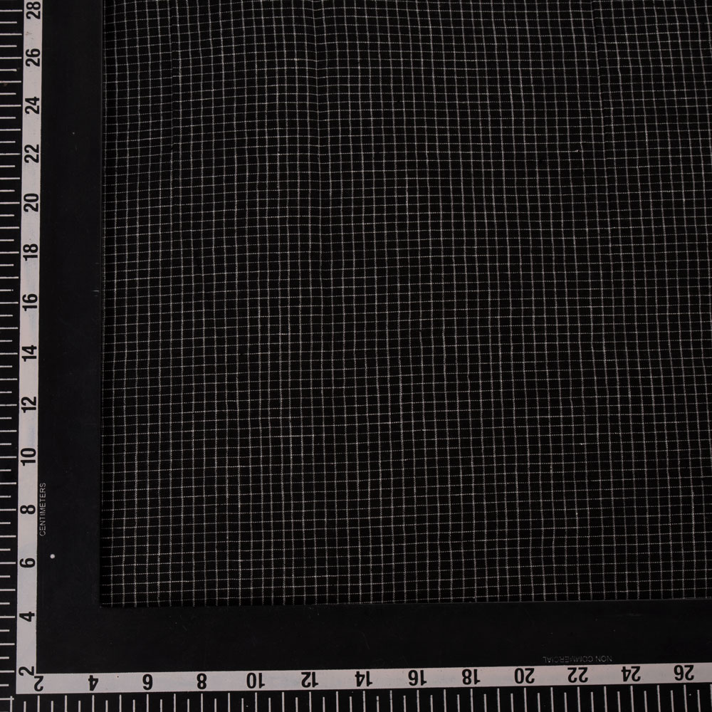 CHECK BLACK PURE COTTON 70 GSM HANDWOVEN FABRIC
