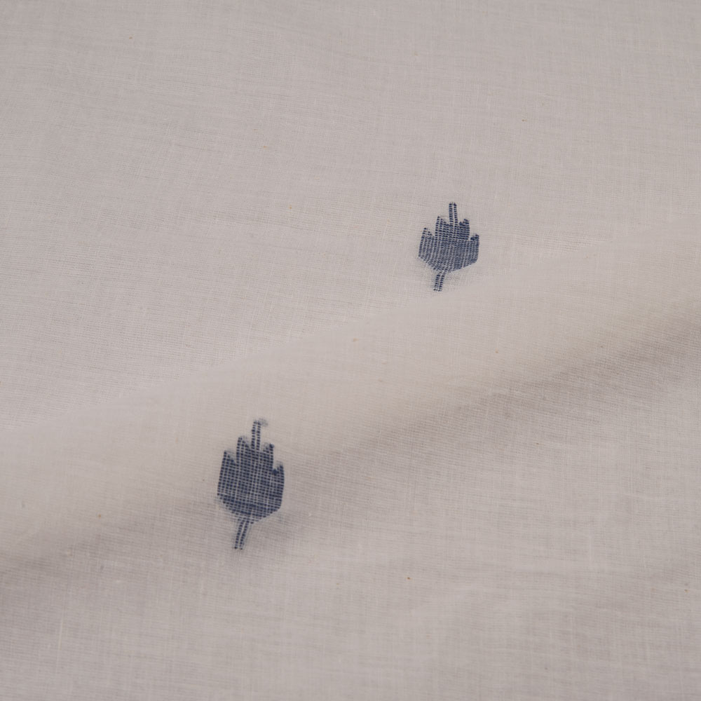 GEOMETRIC WHITE JAMDANI PURE COTTON 56 GSM HANDWOVEN FABRIC 189