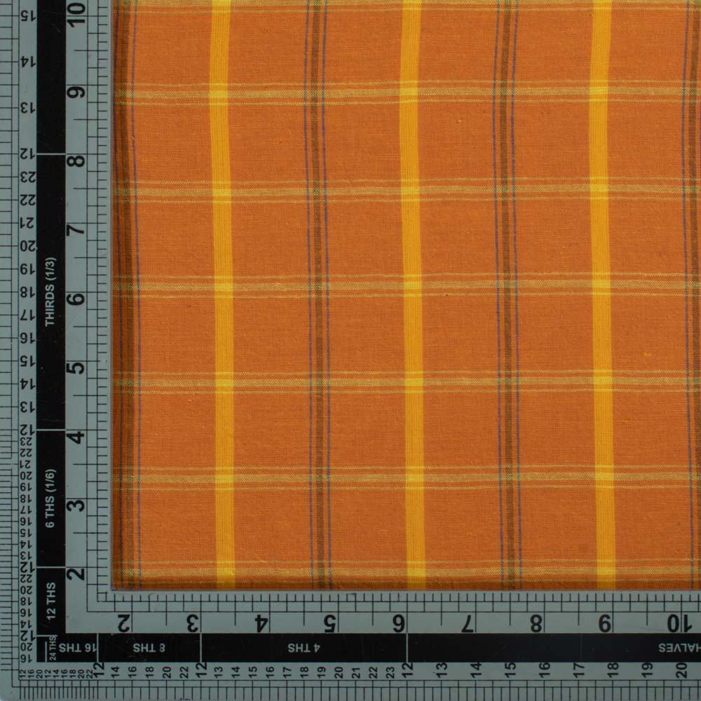CHECK BROWN PURE COTTON 105 GSM HANDWOVEN FABRIC 153
