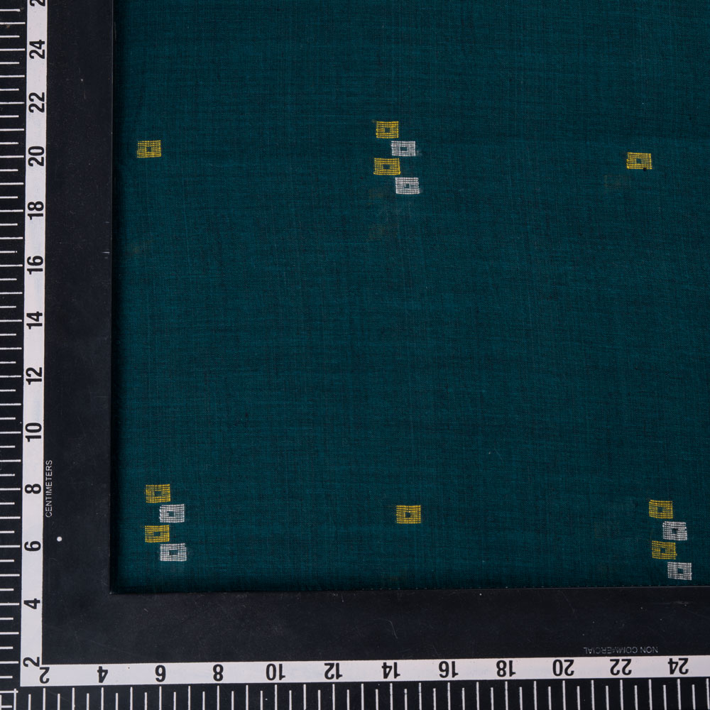 GEOMETRIC GREEN JAMDANI PURE COTTON 56 GSM HANDWOVEN FABRIC