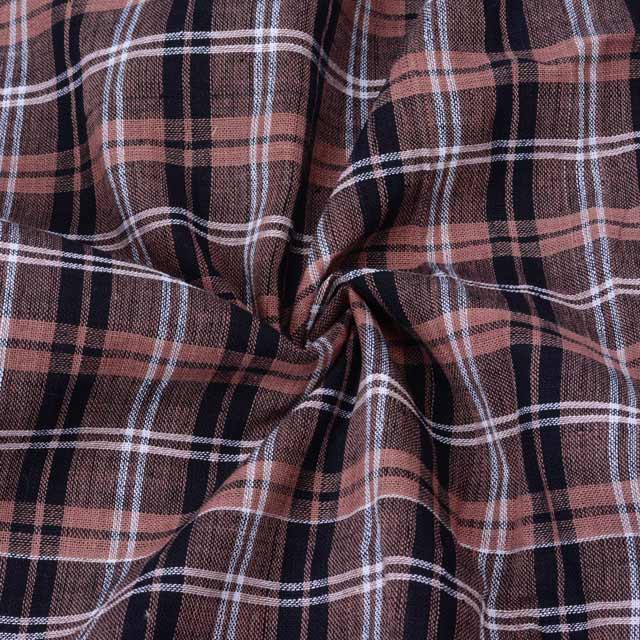 Check Brown & Black Pure Cotton 92 GSM Handwoven Fabric