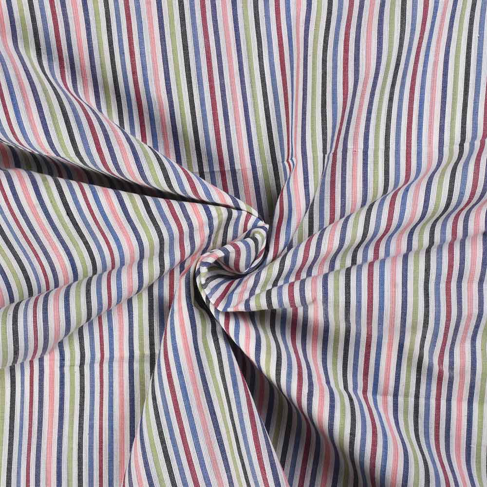 Stripe Multicolor Pure Cotton 82 GSM Handwoven Fabric
