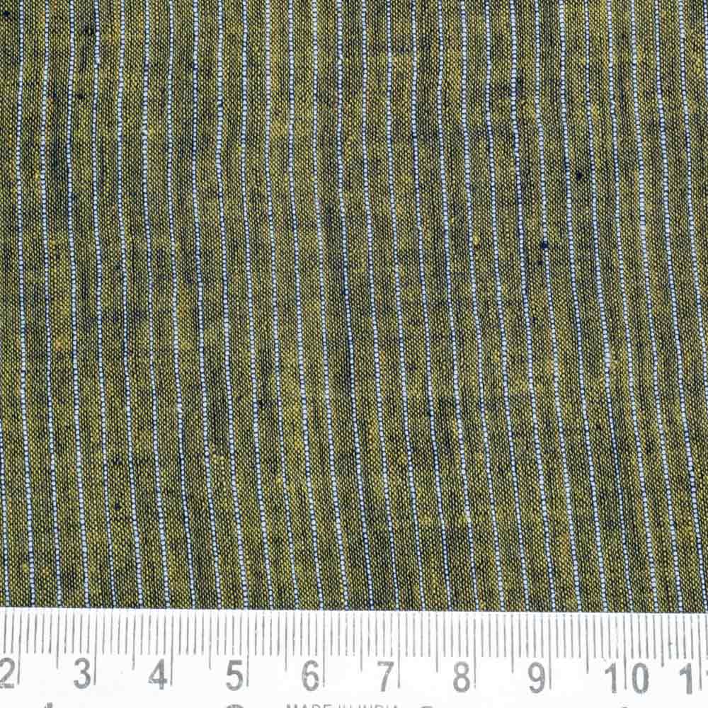 STRIPE GREEN PURE COTTON 65 GSM HANDWOVEN FABRIC J9