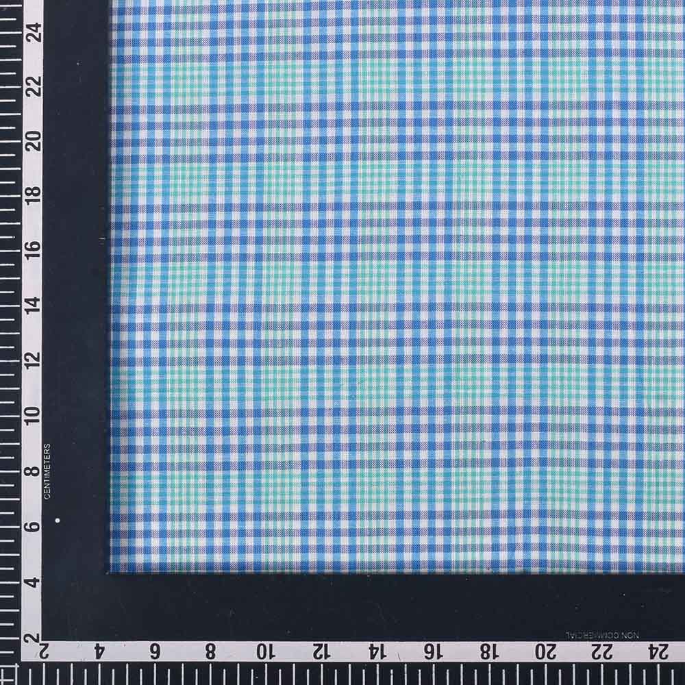 CHECK BLUE PURE COTTON 90 GSM HANDWOVEN FABRIC