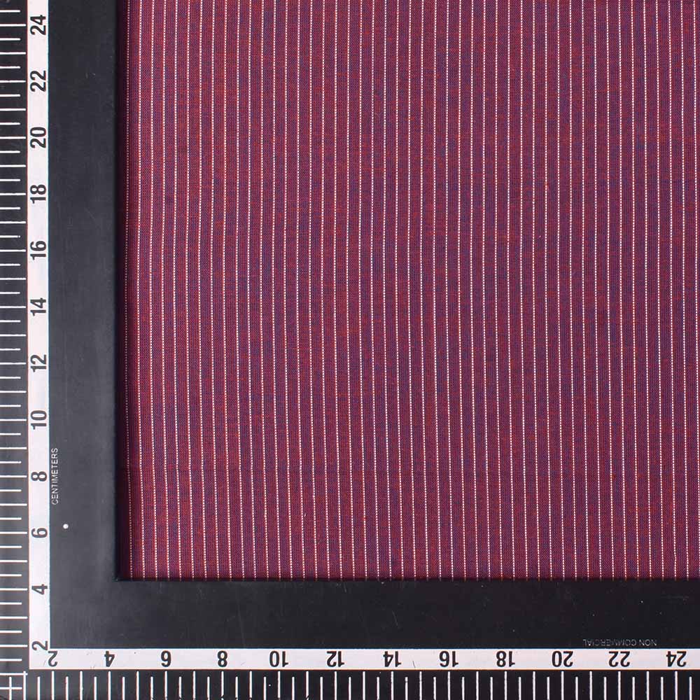 STRIPE DARK RED CROSS COLOUR PURE COTTON 94 GSM HANDWOVEN FABRIC