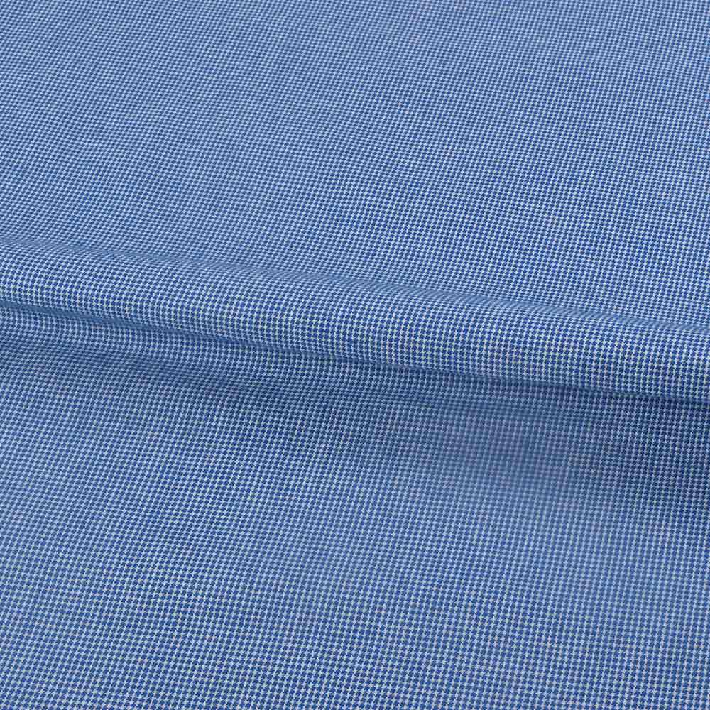 CHECK HOUNDSTOOTH BLUE & WHITE PURE COTTON 100 GSM HANDWOVEN FABRIC