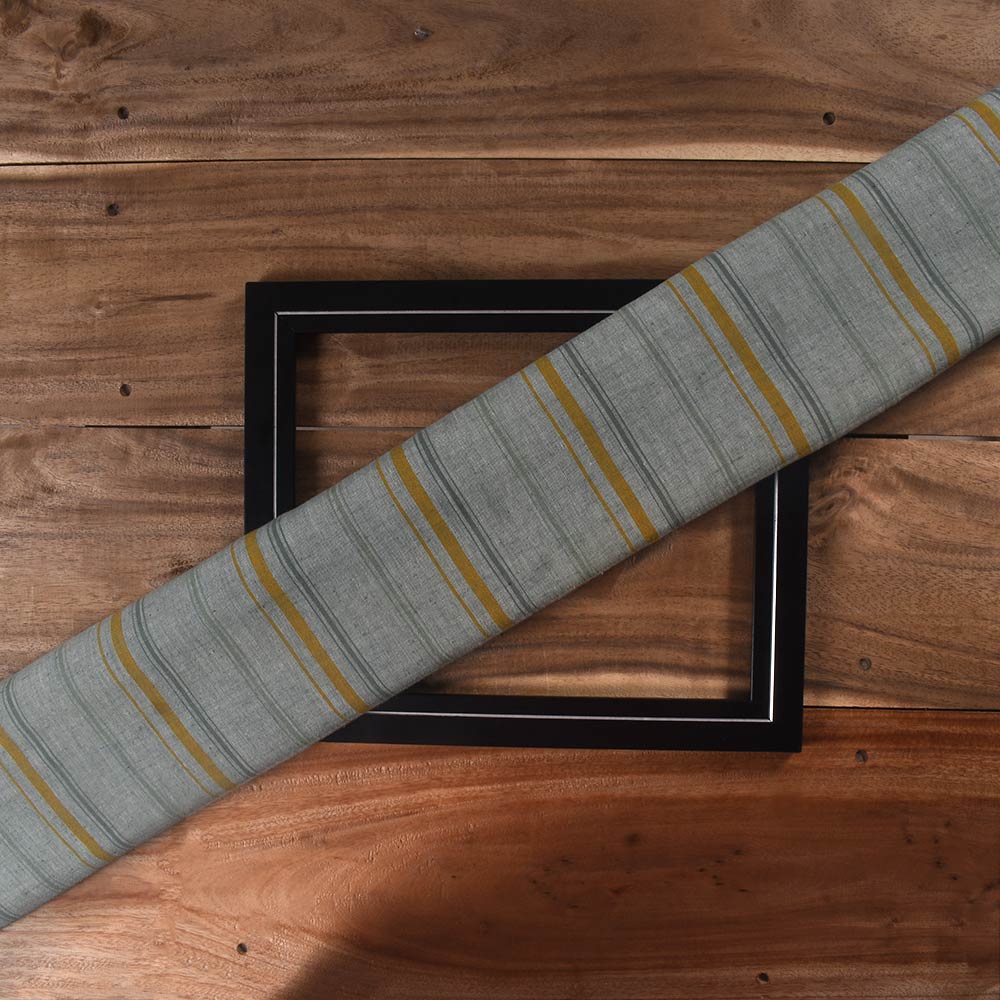 Stripe Teal Pure Cotton 90 GSM Handwoven Fabric