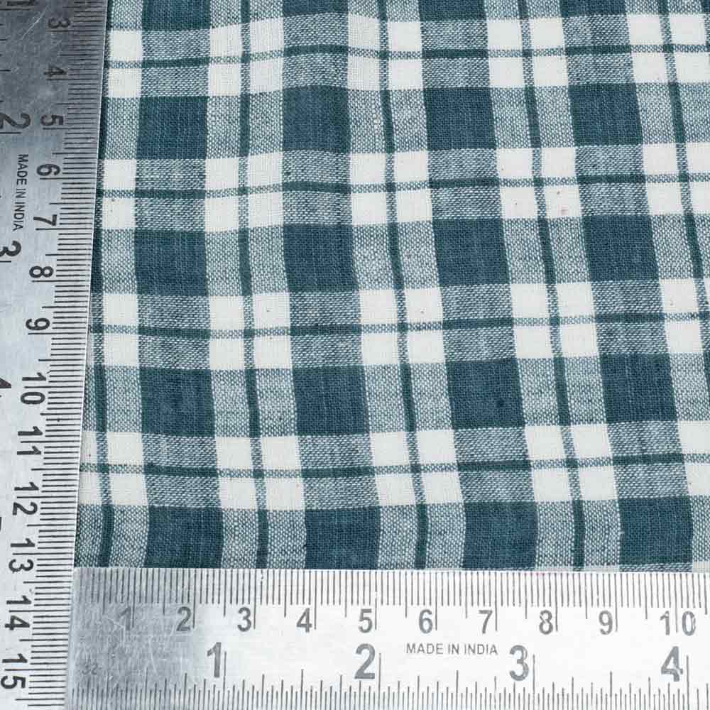 CHECK GREEN & WHITE PURE COTTON 105 GSM HANDWOVEN FABRIC