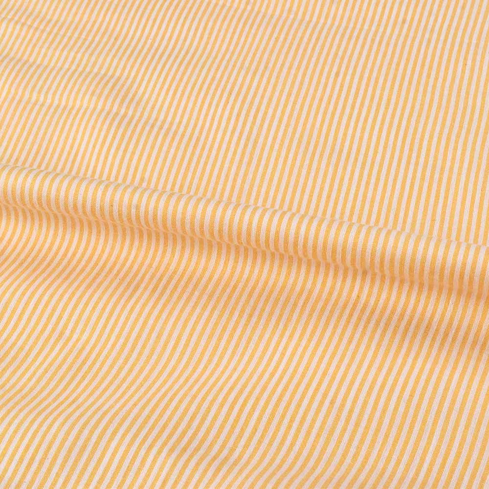 STRIPE YELLOW & WHITE PURE COTTON 69 GSM HANDWOVEN FABRIC