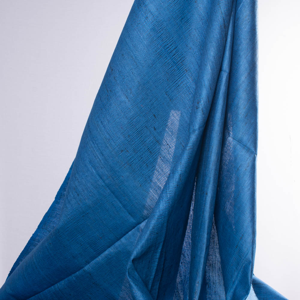 Plain Blue Natural Ketya Silk Cotton Blend 150 GSM Handwoven Fabric D