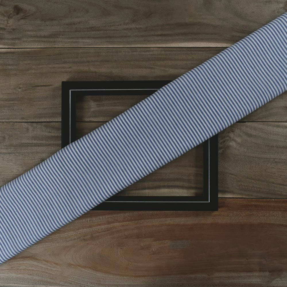 Stripe Blue & White Pure Cotton 87 GSM Handwoven Fabric