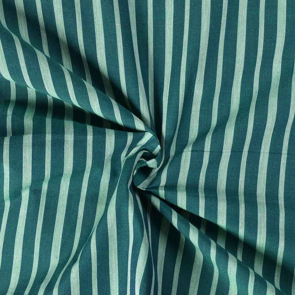 Stripe Green Pure Cotton 100 GSM Handwoven Fabric 318