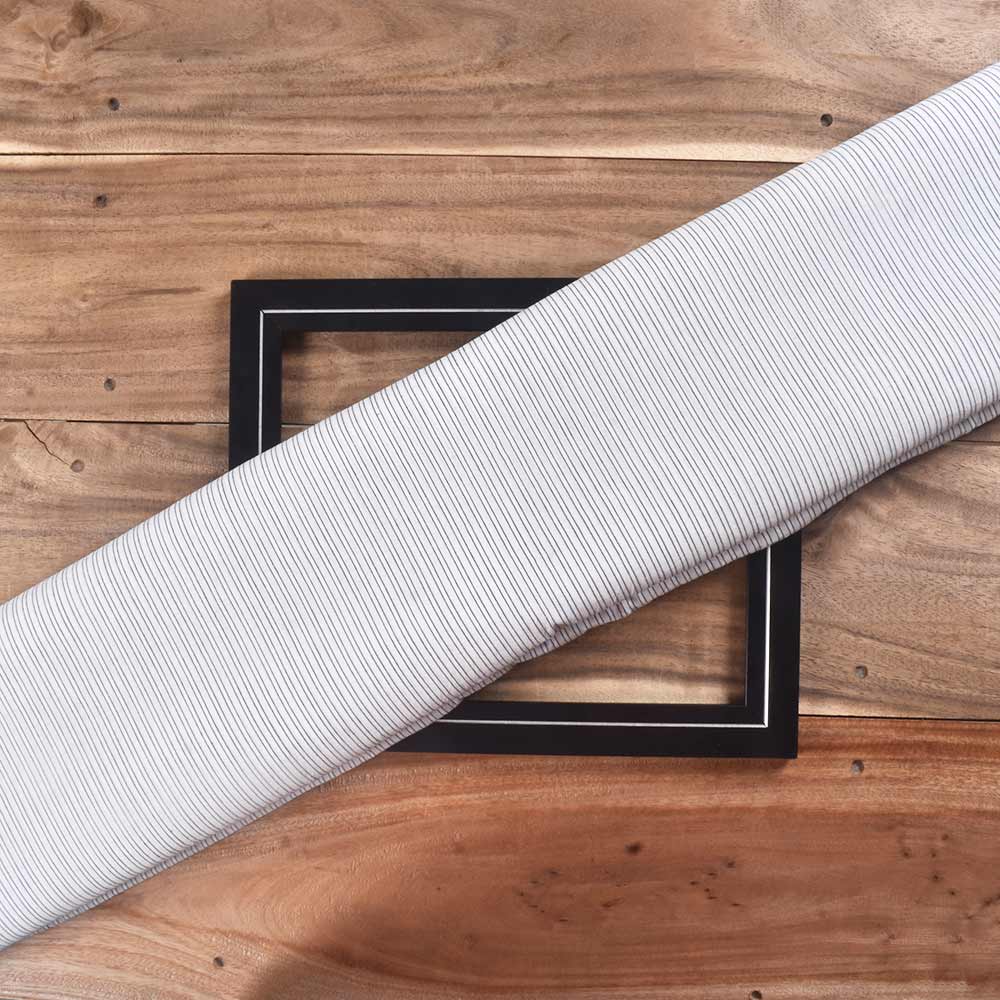 Stripe Grey White & Blue Pure Cotton 68 GSM Handwoven Fabric