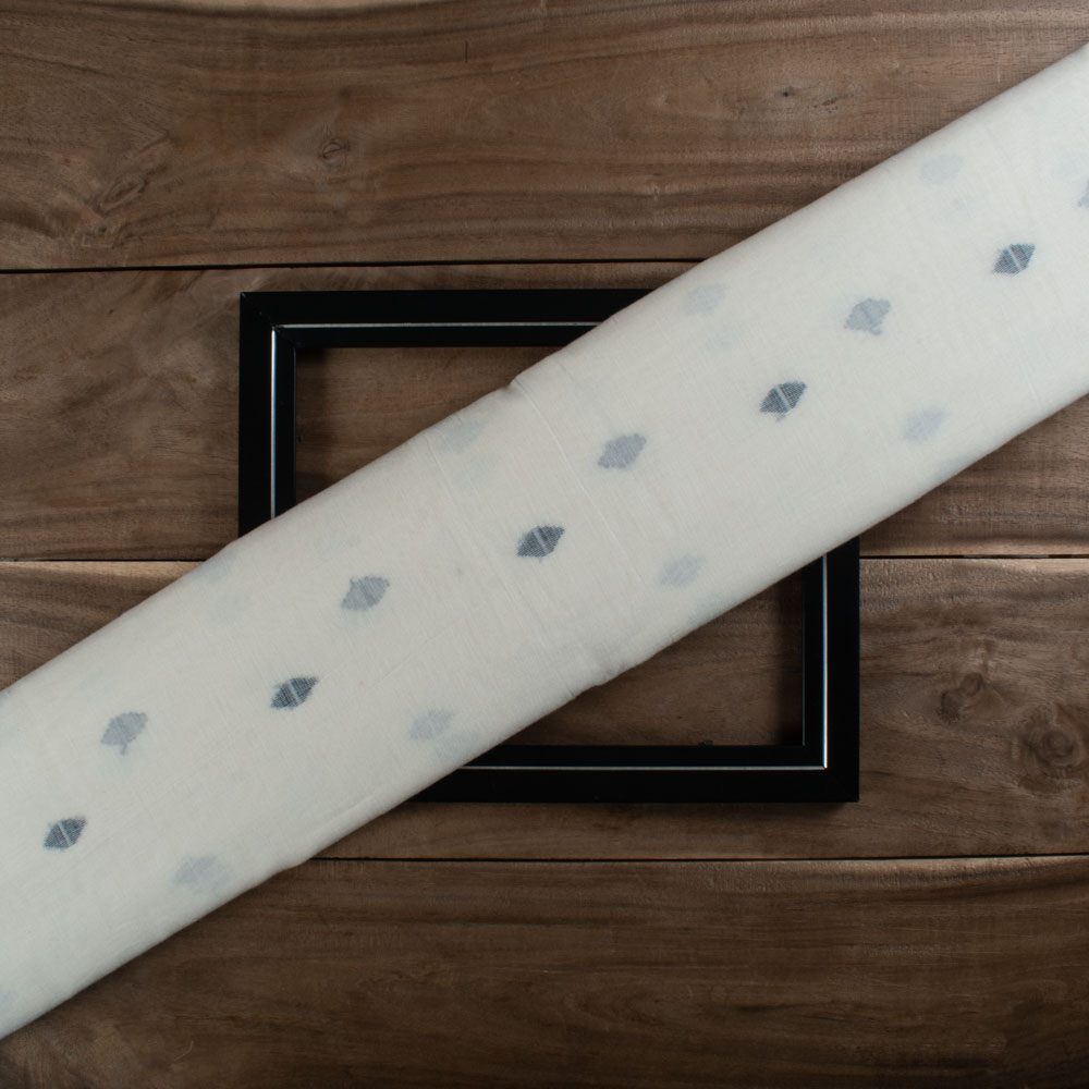 Cream Base Geometric Pure Cotton 55 GSM Handwoven Jamdani Fabric