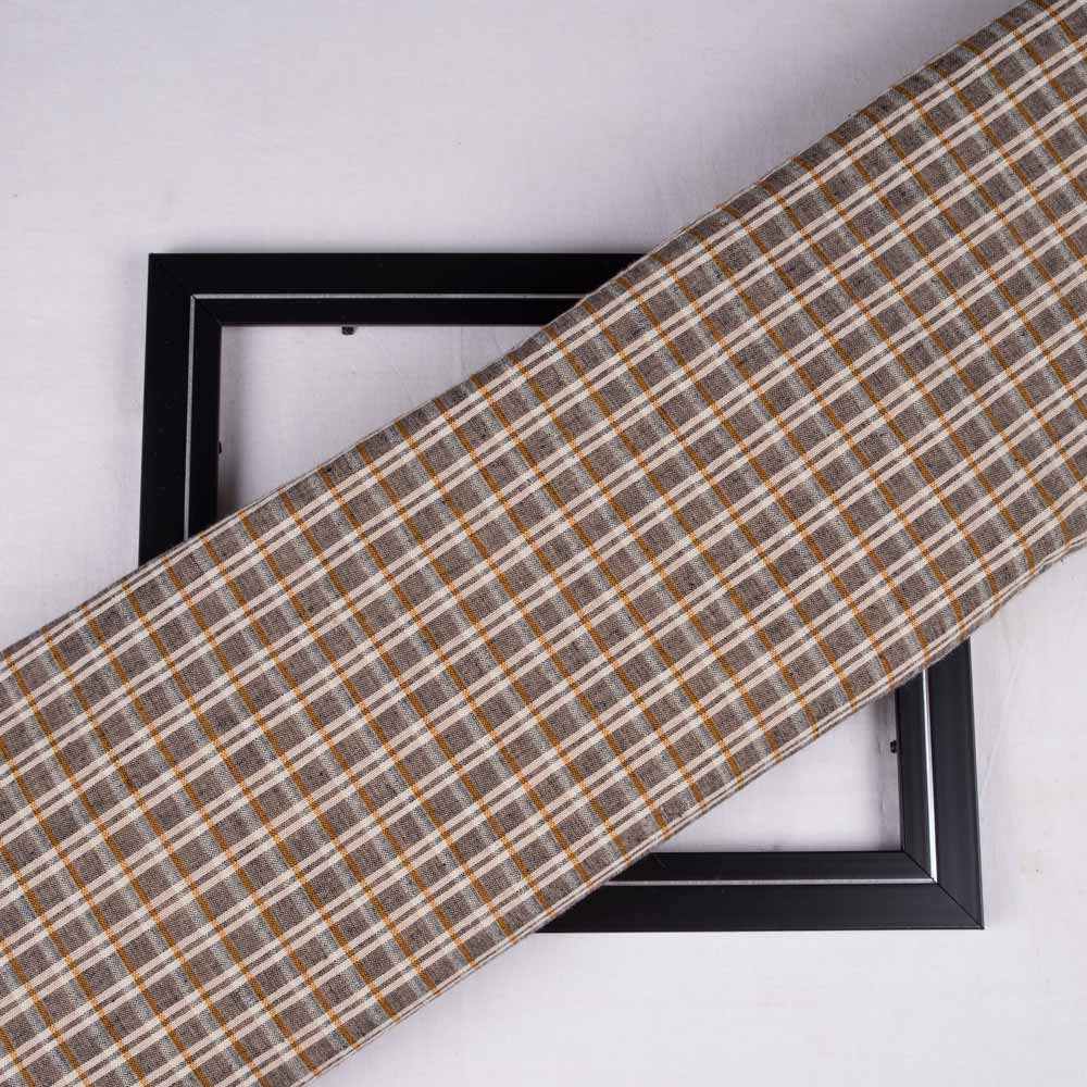 Check Black Pure Cotton 115 GSM Handwoven Fabric