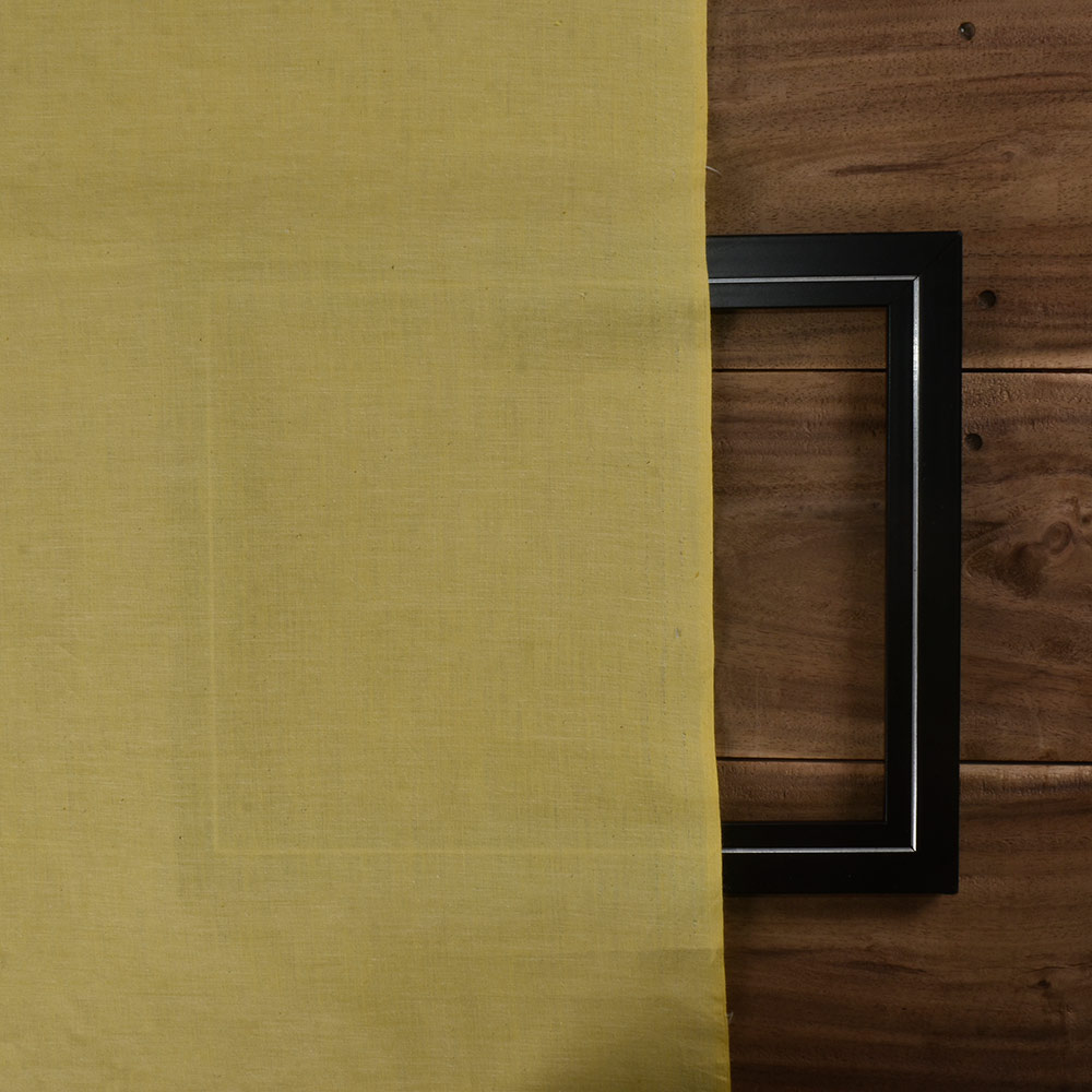 CHAMBRAY YELLOW KHADI COTTON 85 GSM HANDWOVEN FABRIC