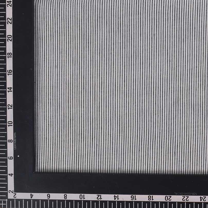 STRIPE BLACK & WHITE PURE COTTON 85 GSM HANDWOVEN FABRIC