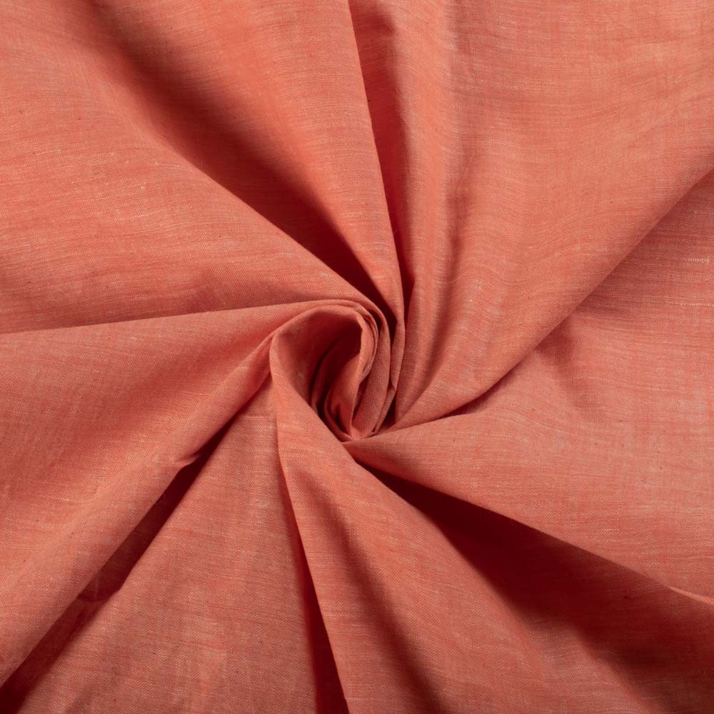 Chambray Orange Khadi Cotton 75 GSM Handwoven Fabric