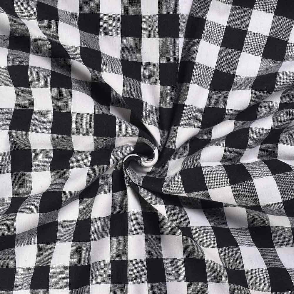 Check Black & White Pure Khadi 170 Handwoven Fabric