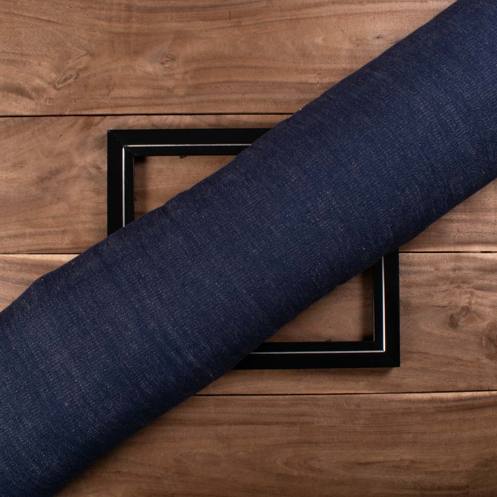 Denim Blue Cotton Slub 166 GSM Handwoven Fabric