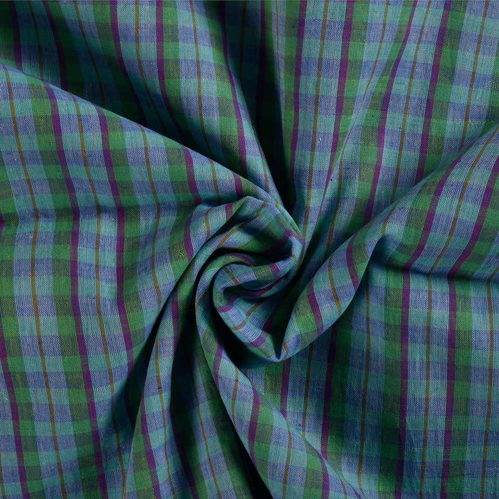Check Multi Color Pure Cotton 60 GSM Handwoven Fabric 349