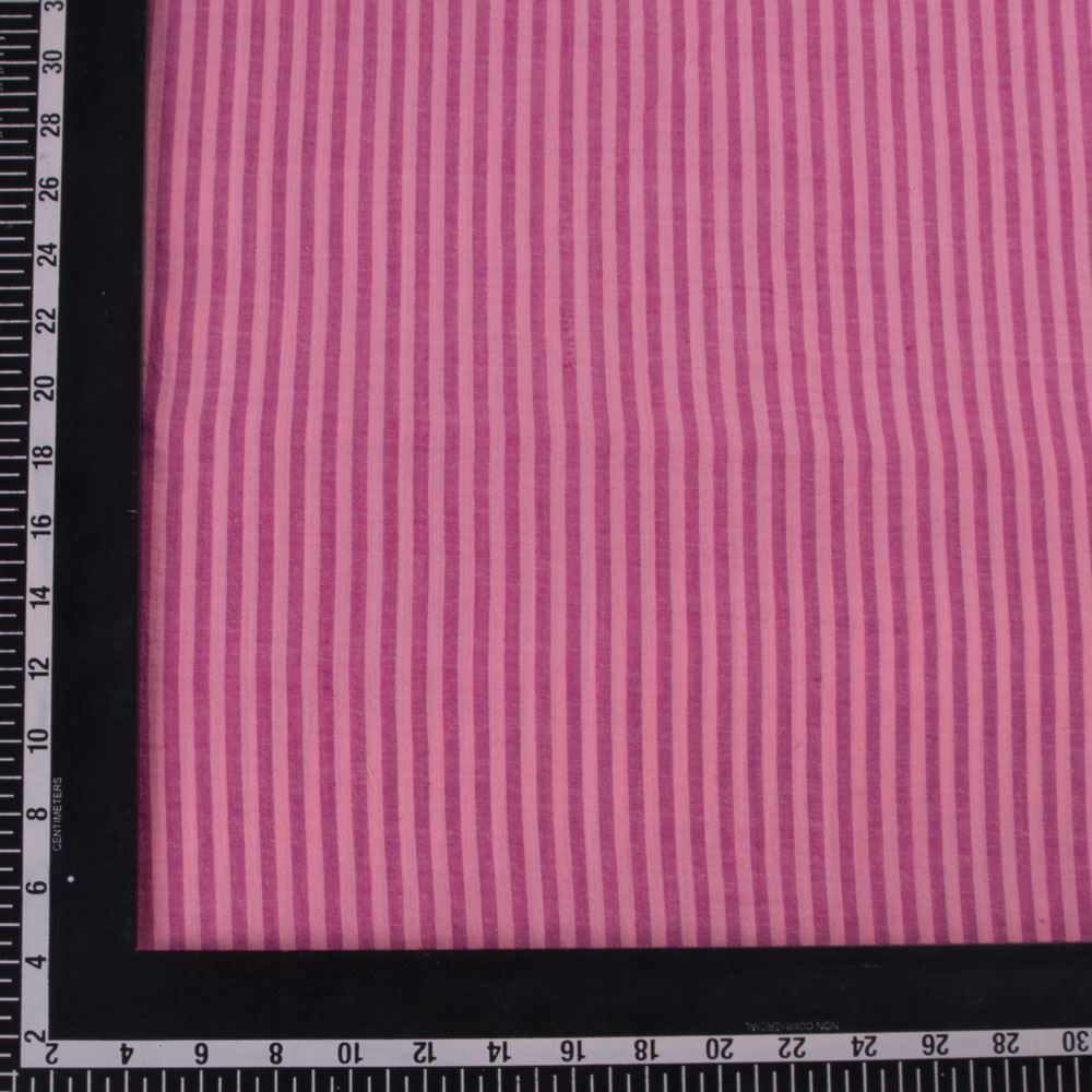 STRIPE PINK PURE COTTON 82 GSM HANDWOVEN FABRIC