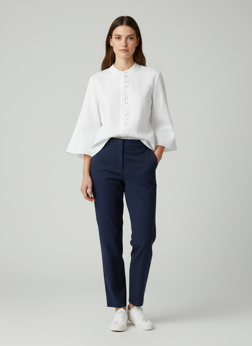 Mandarin Collar Top with Multi Colour Loop 