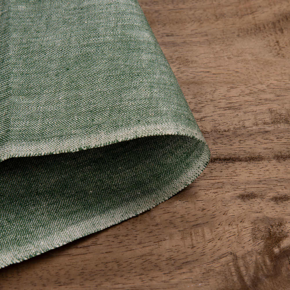 Cross Colour Green Khadi 122 GSM Fabric - Handspun & Handwoven