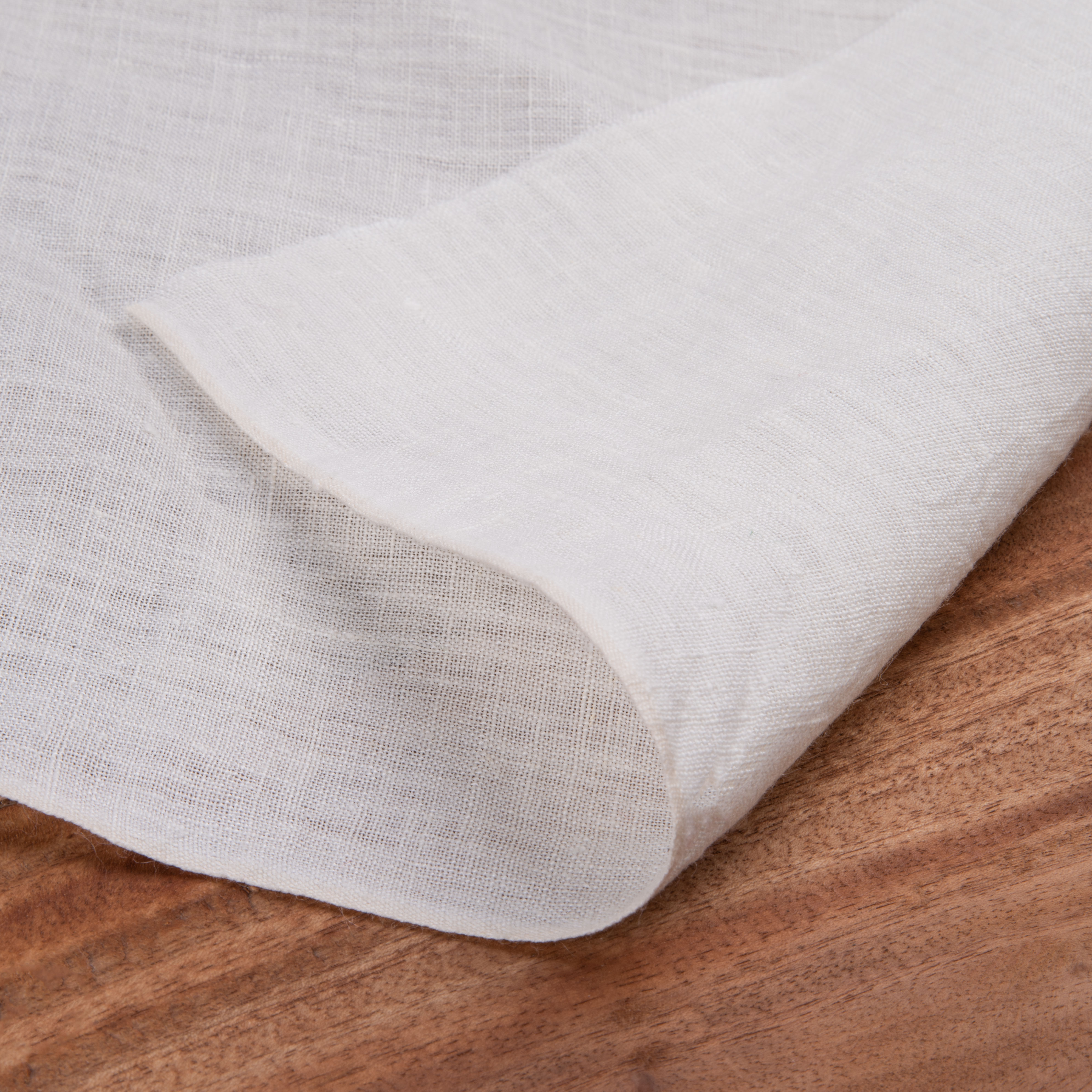 Plain White Pure Linen 129 GSM Handwoven Fabric
