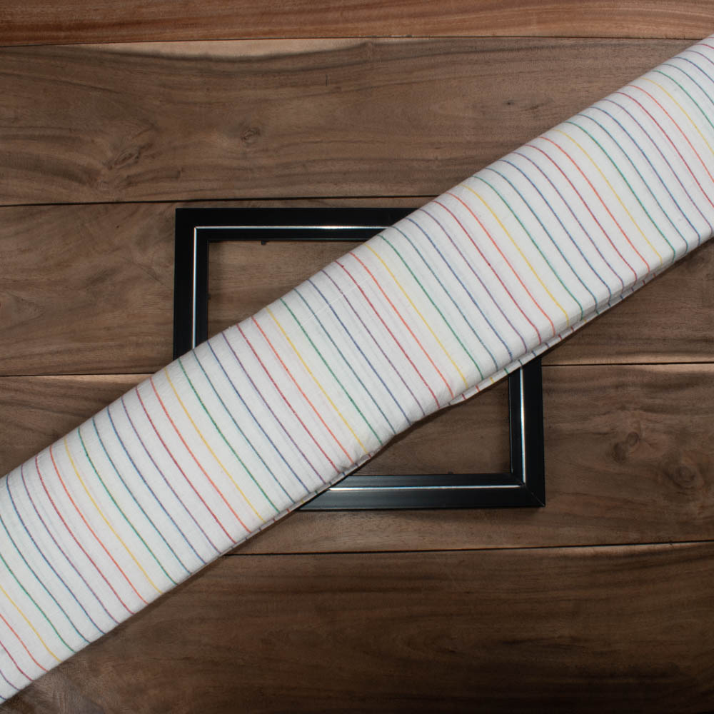 Stripe Rainbow Khadi 123 GSM Handwoven Fabric