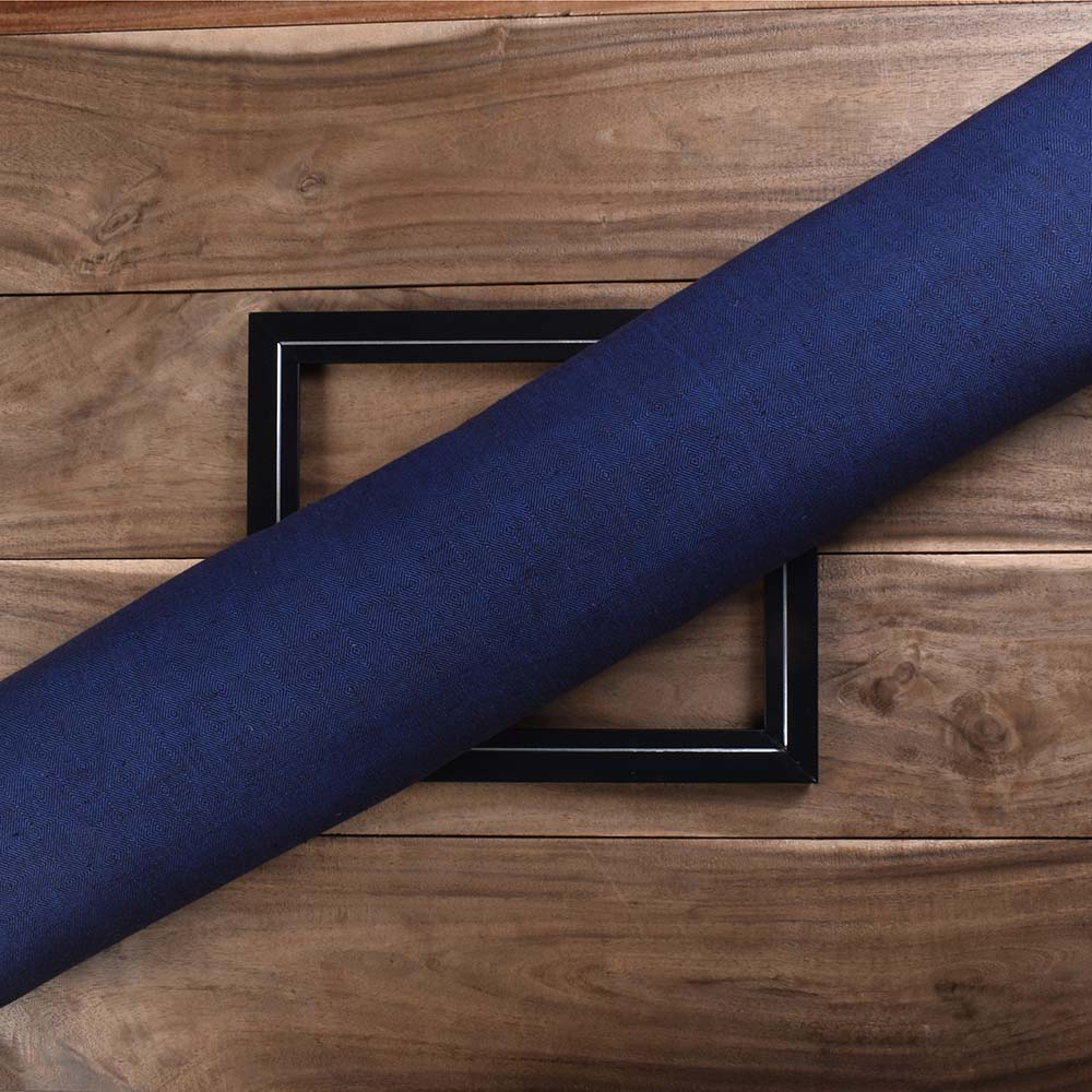 Navy Diamond Twill Khadi Cotton 136 GSM Fabric
