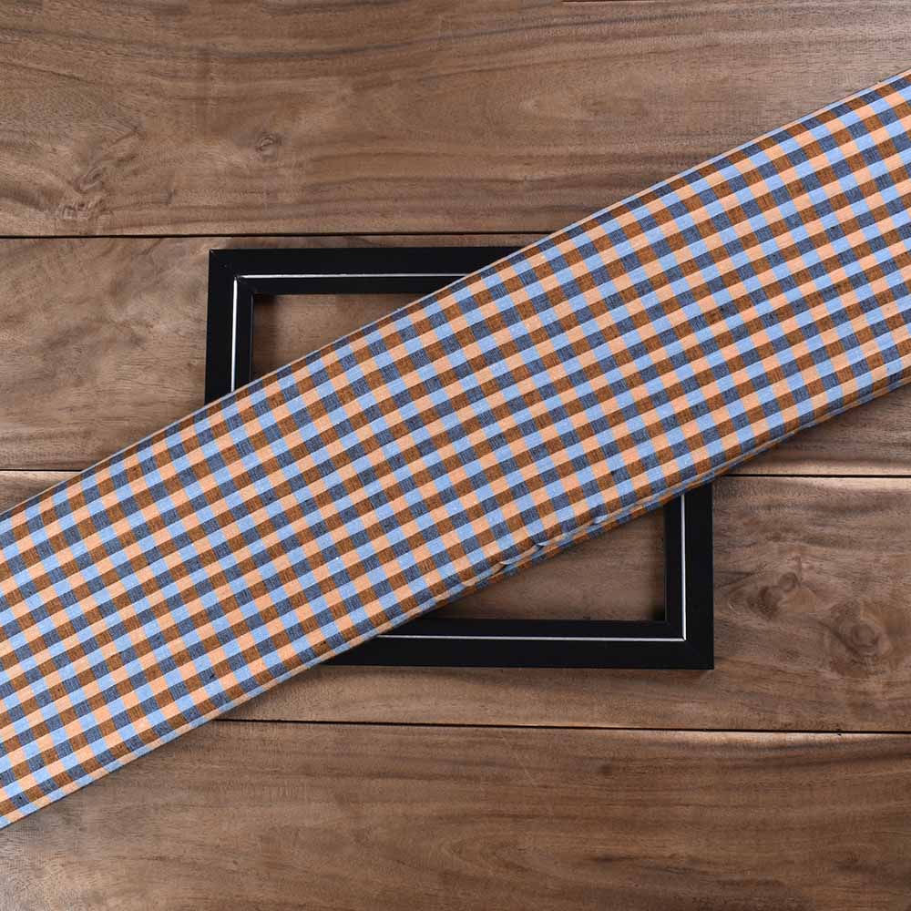 Check Yellow Black Khadi Cotton 110 GSM Handwoven Fabric