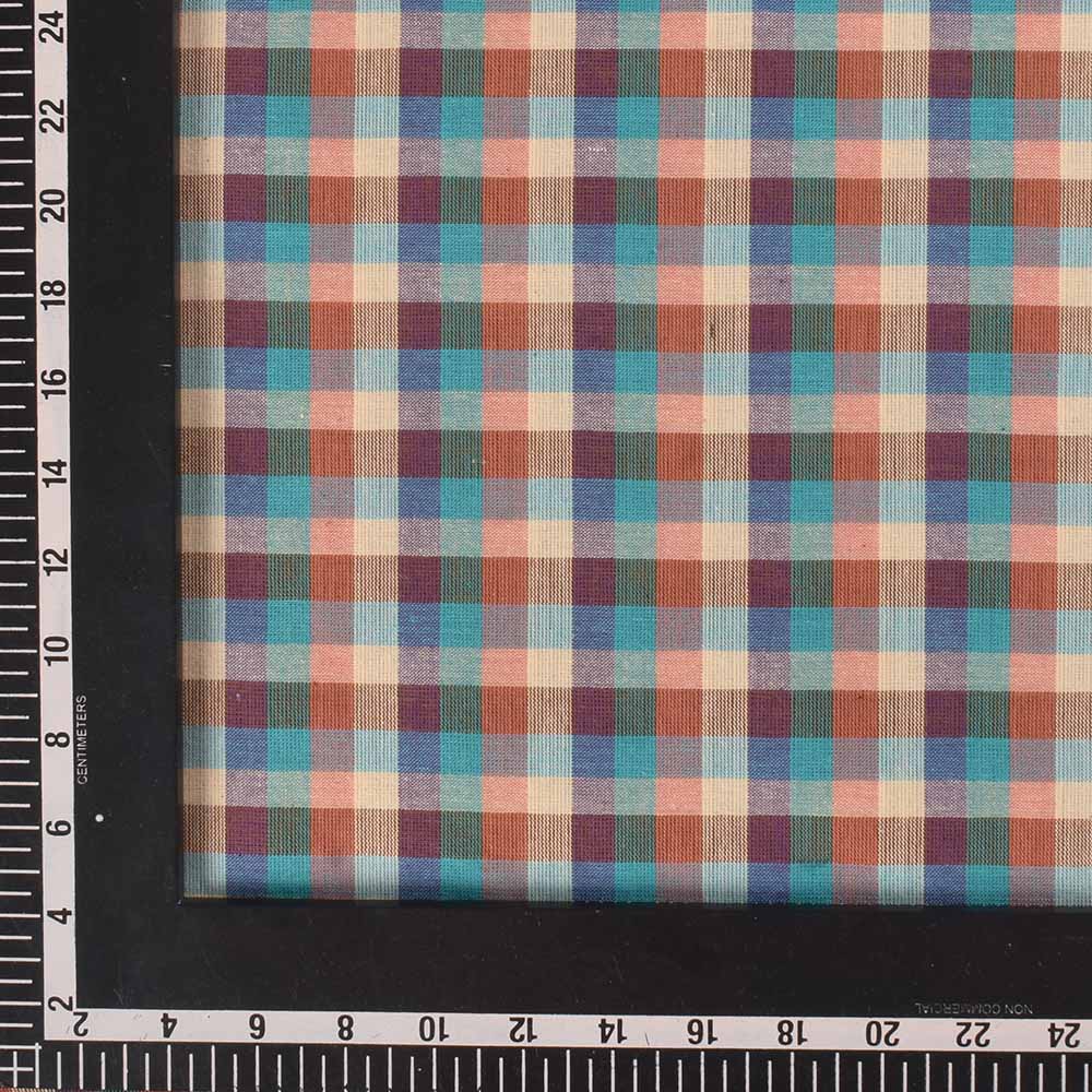 CHECK MULTICOLOUR PURE COTTON 100 GSM HANDWOVEN FABRIC 470