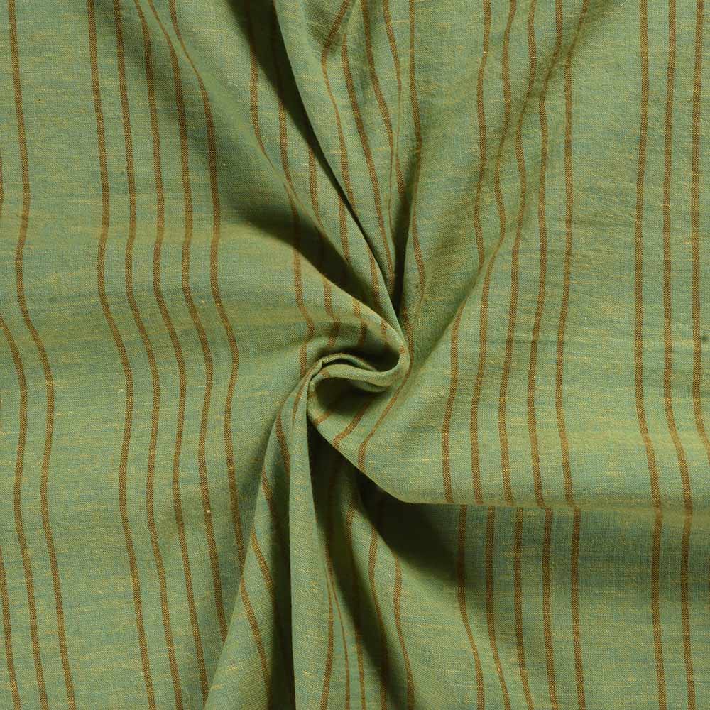 Stripe Green Pure Cotton 85 GSM Handwoven Fabric