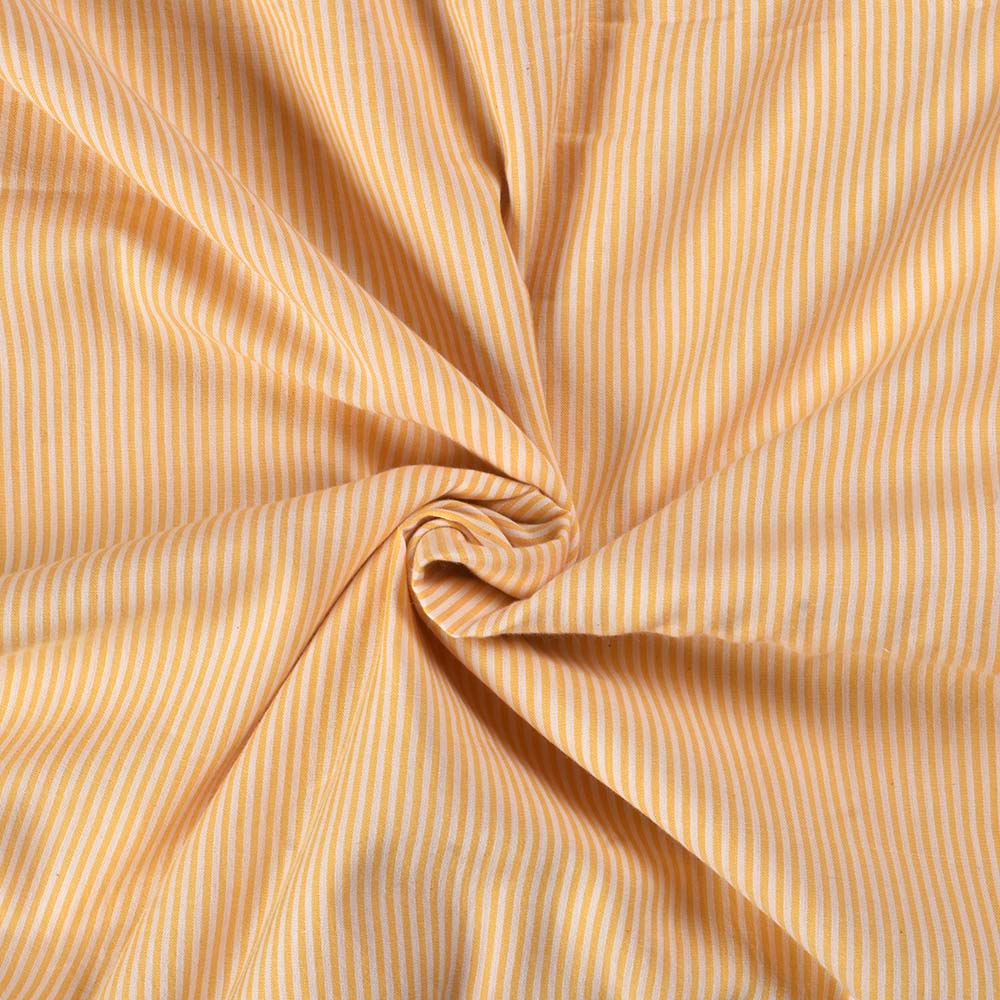 Stripe Yellow & White Pure Cotton 69 GSM Handwoven Fabric