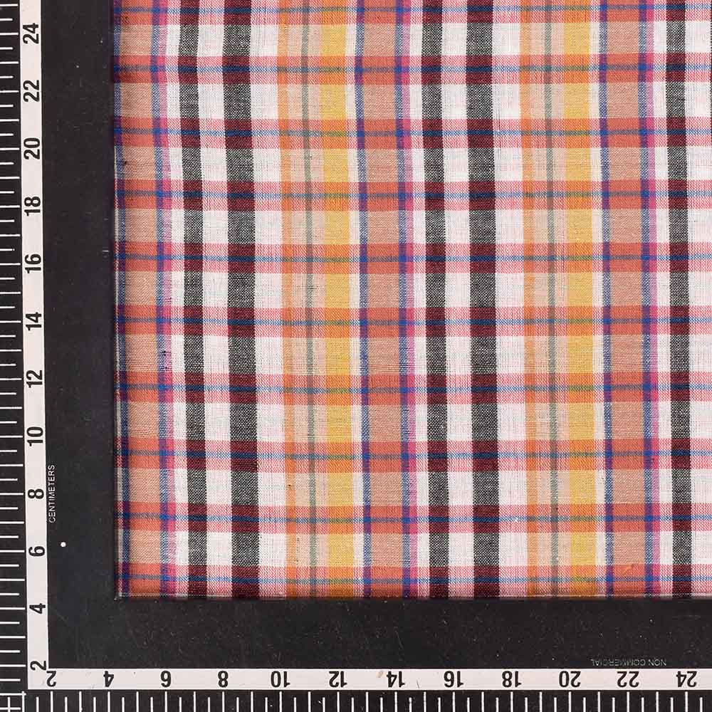 CHECK MULTICOLOUR PURE COTTON 95 GSM HANDWOVEN FABRIC 460