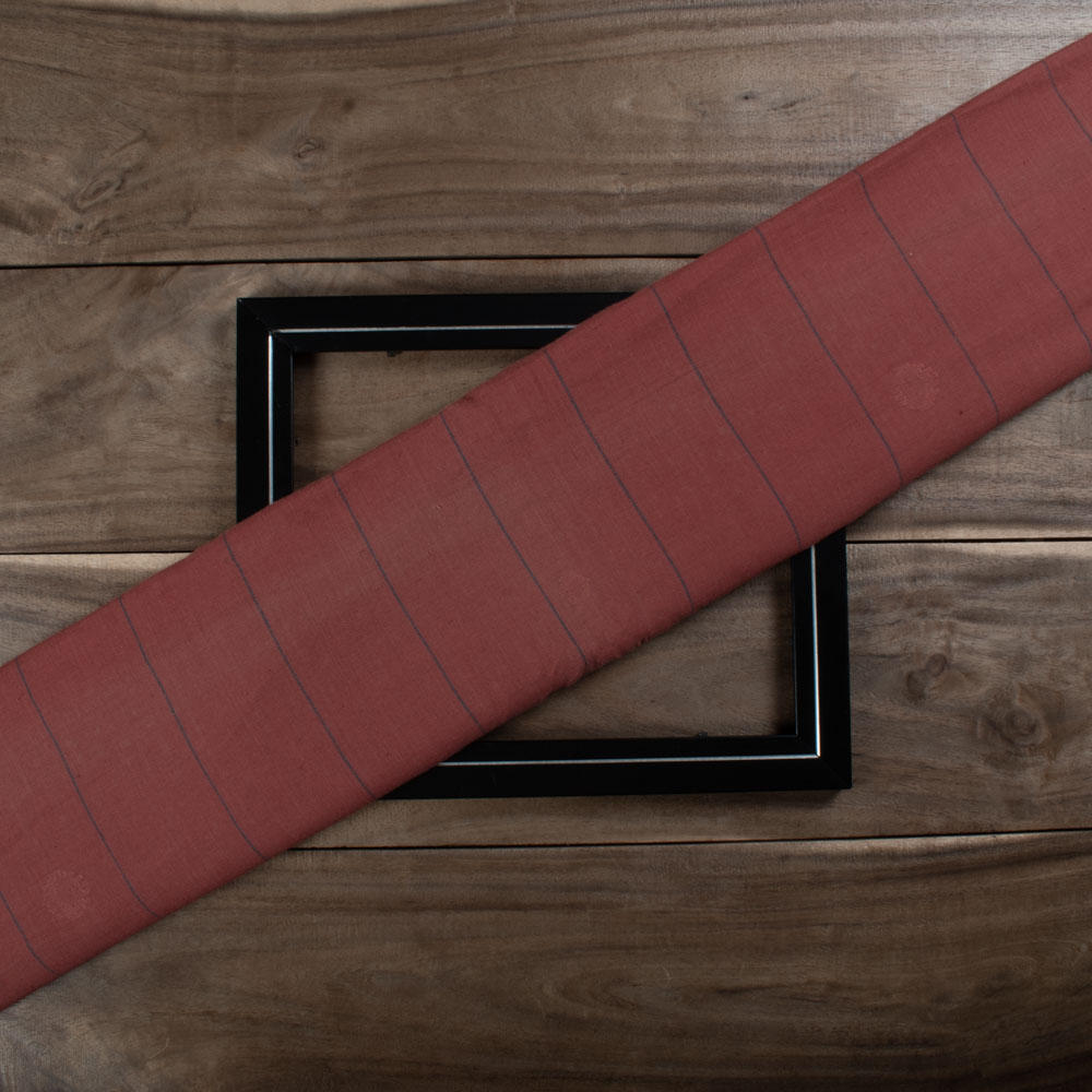Geometric Stripe Brown Jamdani Pure Cotton 97 GSM Fabric