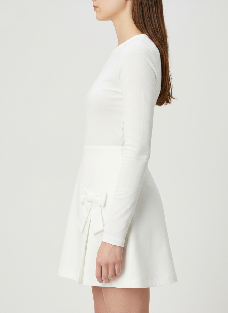 Pleats & Bows Short Skirt