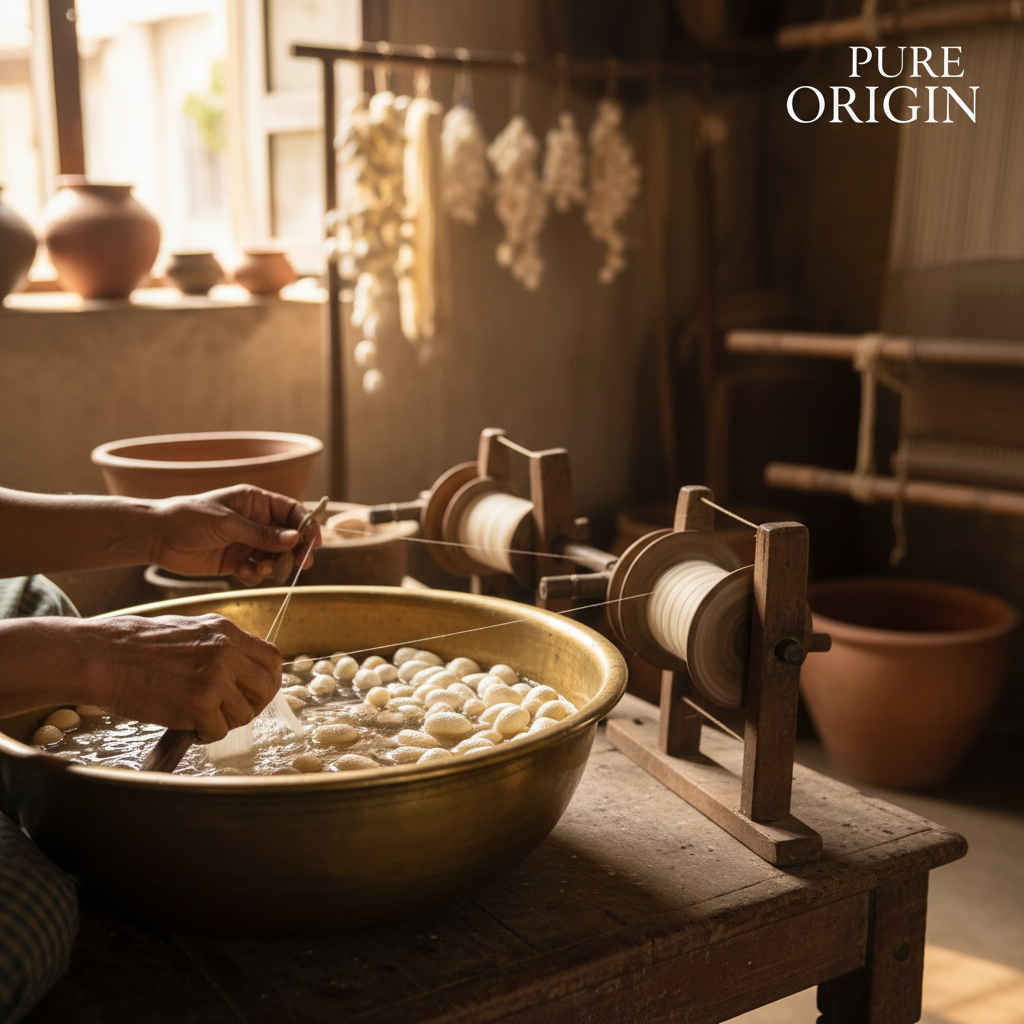 Natural wild Tussar silk cocoons collected from forest trees in East India