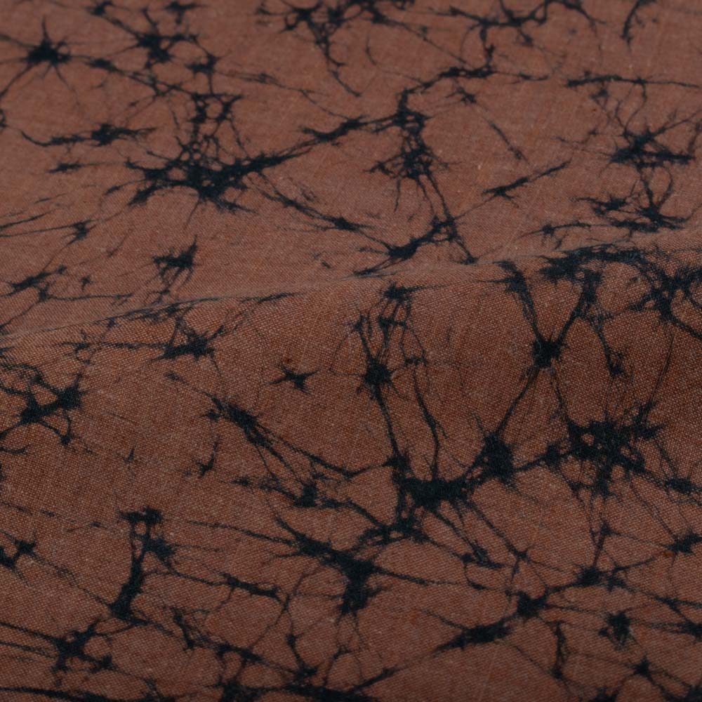 Abstract Brown Batik Cotton Khadi 112 GSM Fabric - Hand Printed 02