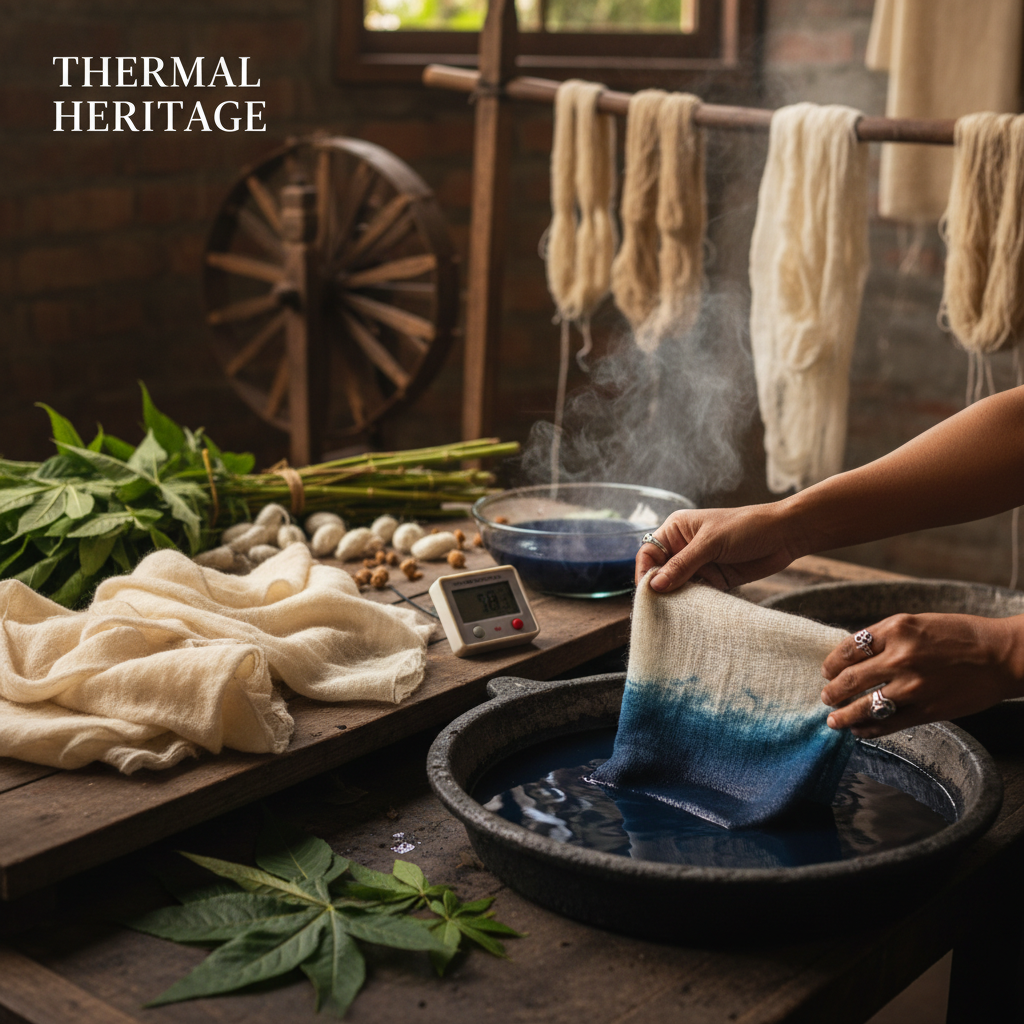 Close-up of textured Eri silk fabric highlighting its unique thermal and tactile properties.