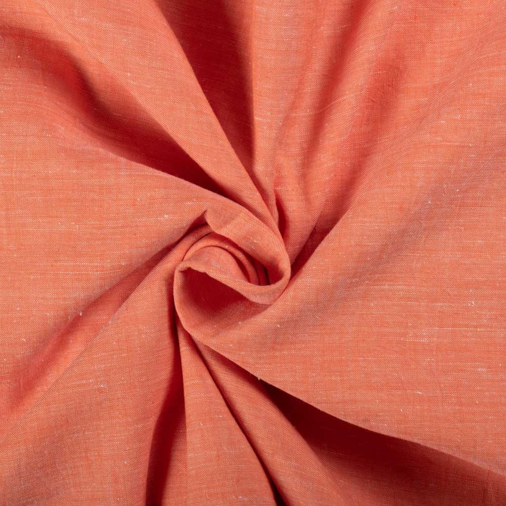 Chambray Orange Khadi Cotton 92 GSM Handwoven Fabric As11
